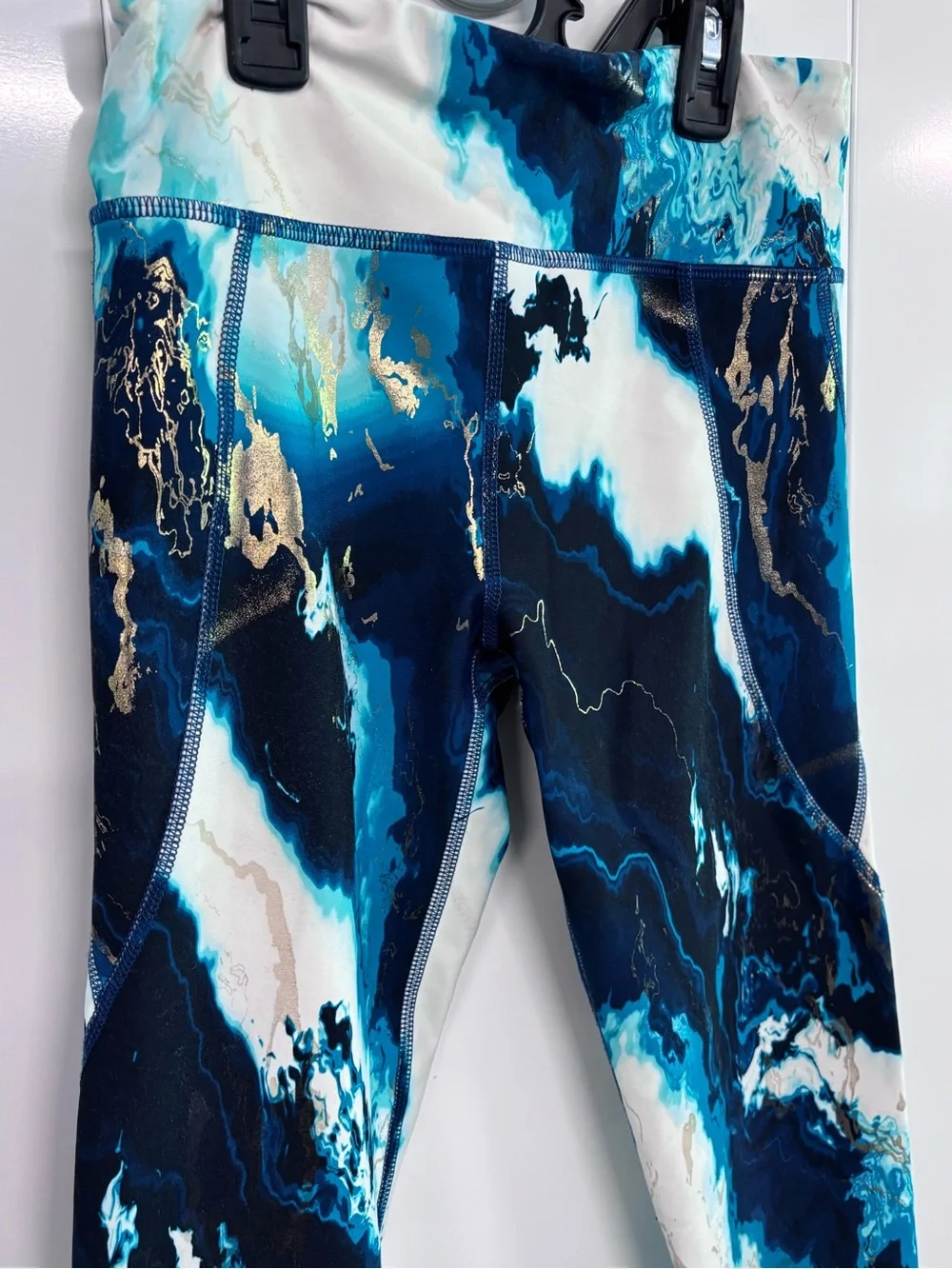 Old Navy Active Girl's Turquoise Gold High-Rise Powersoft Large Ankle Leggings